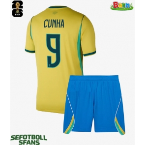Brasilien Matheus Cunha #9 Hemmaställ Barn VM 2026 Kortärmad (+ Korta byxor)